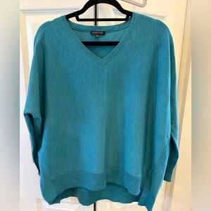 Eileen Fisher Women's Teal V-Neck Sweater